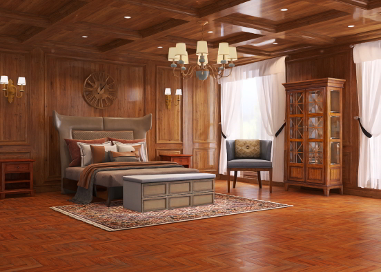 Traditional Countryside Resort Bedroom Design Rendering