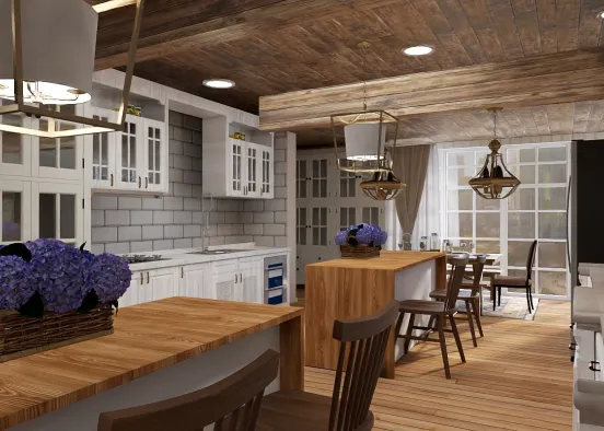 # Fixer Upper Inspired Farmhouse Kitchen  Renderização de Design
