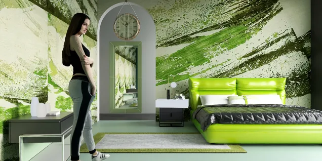 That Girl with the Green, Black & White Bedroom!