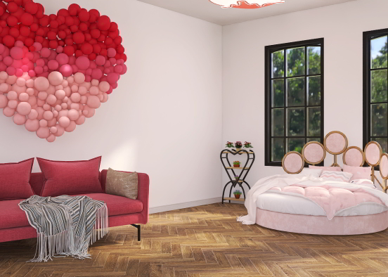 Simple valentines room Design Rendering