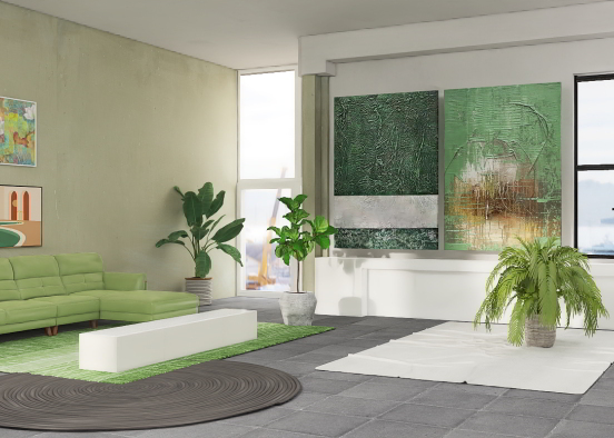 Green Living room Design Rendering