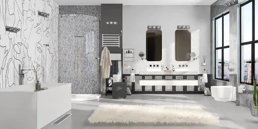 Luxury bathroom with shower and jacuzzi