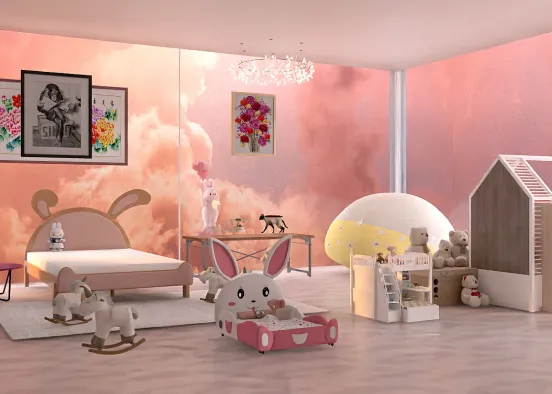 Pink kids room Design Rendering