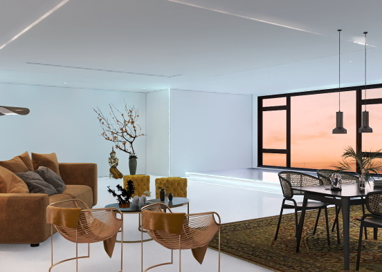 Contemporary living/dining room Design Rendering