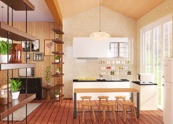 Combo-kitchen&small living room. Design Rendering