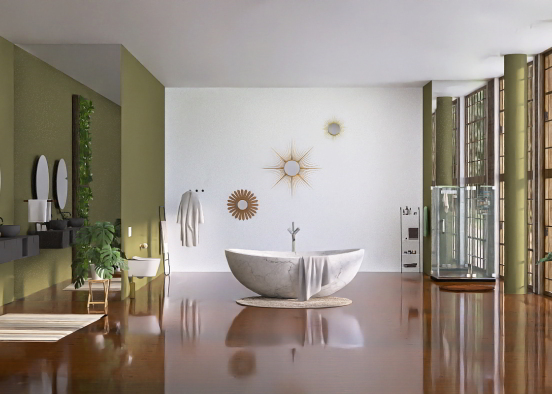 Luxury Asian Modern Style Bathroom Design Rendering