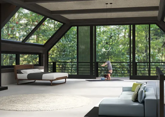 Modern Treehouse Bedroom Design Rendering