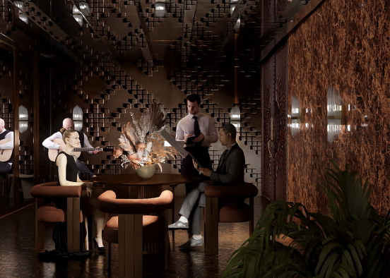 The Copper Rose Private Dining Room  Design Rendering