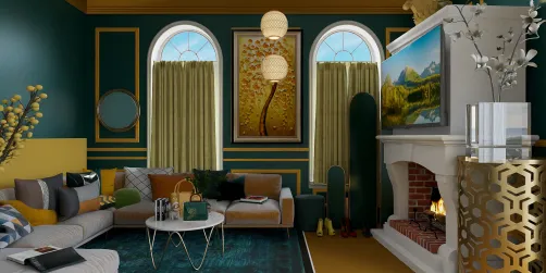 Yellow and green living room