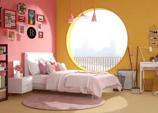 teenage girl bedroom  Design Rendering