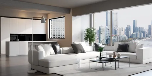 Living room with kitchen