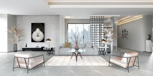 Modern, chic penthouse living room
