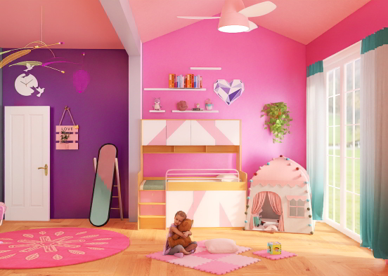 Pink girl's room Design Rendering