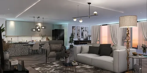 cozinha com sala de estar modern 