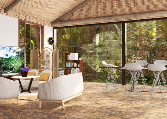 forest living/dinning room :house Design Rendering