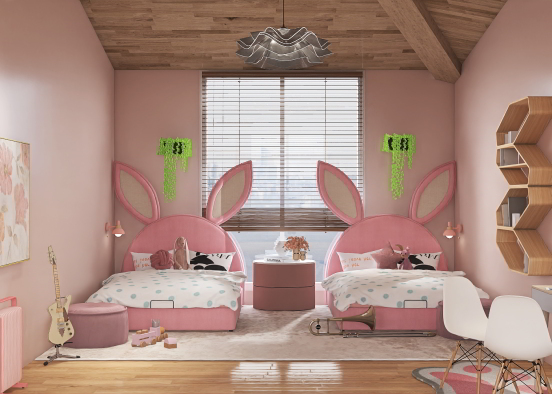 Pink Bunny Twins Design Rendering