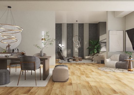 Elegant modern living room Design Rendering