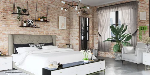 Contemporary bedroom and view