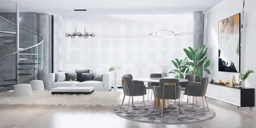 Sala jantar integrada com sala de estar 