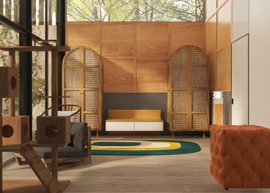 Playroom with aesthetic wooden model  Design Rendering