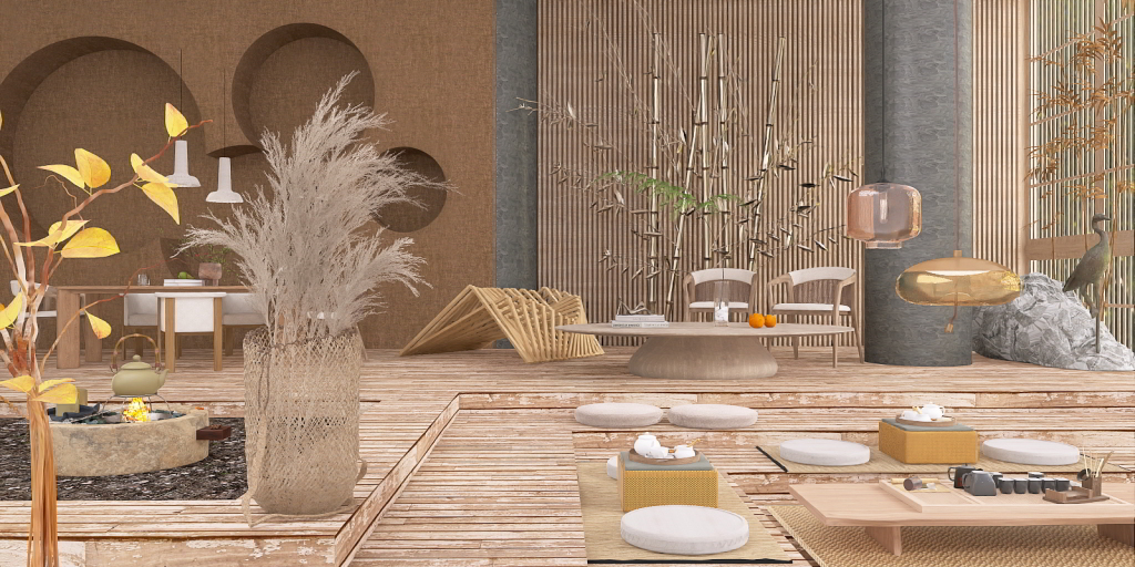 a table with a vase of flowers and a vase of flowers 
