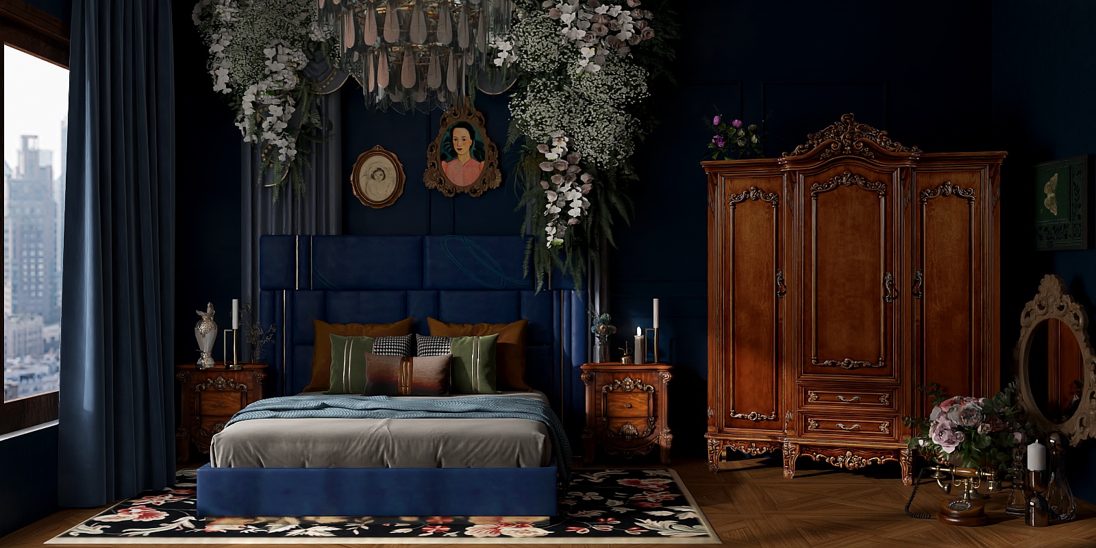 Dark academia / goth bedroom