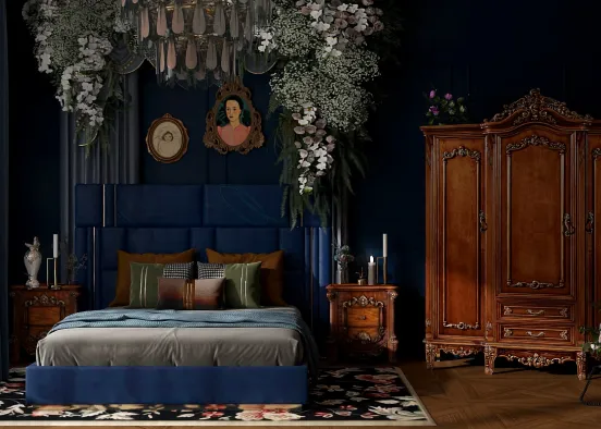 # Dark academia / goth bedroom Renderização de Design