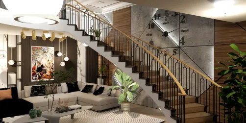Living room with spiral staircase 😍👌🏻✨🌹