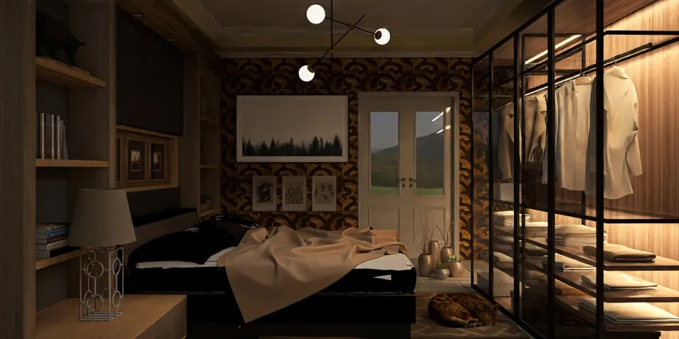 modern bedroom furniture arrangement featuring stylish decor in a cozy space optimized for relaxation with Homestyler's real-time 3D rendering functionality.