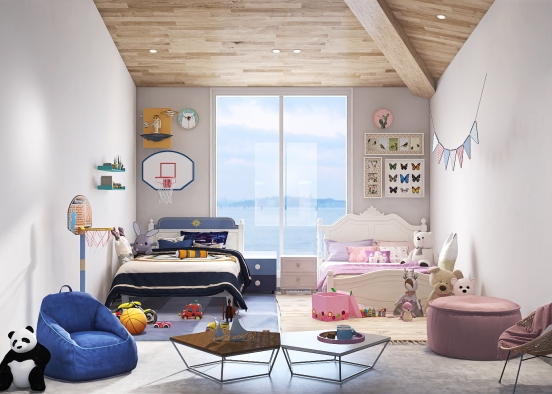 Bedroom for girl and boy siblings💗💙 Design Rendering