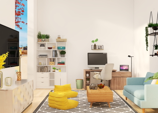 Cute At Home Office Design Rendering