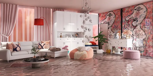 pink tones living room