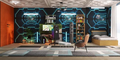 gaming room with bedroom 