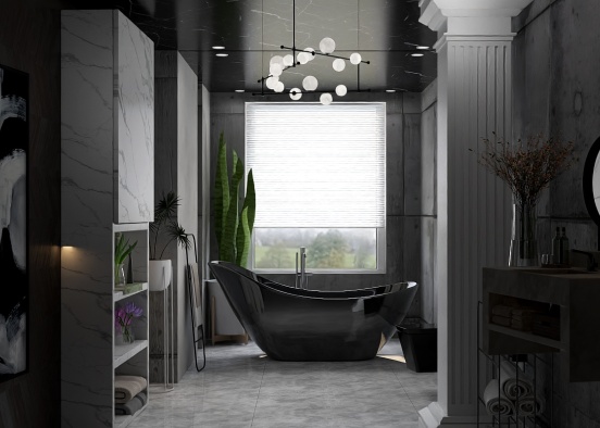 Dark mood Bathroom  Design Rendering