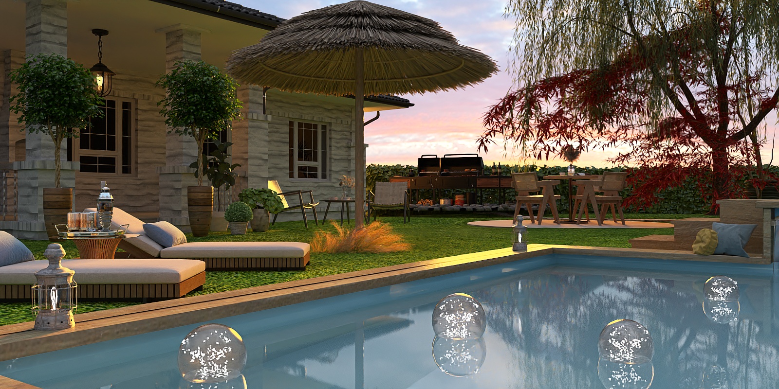 Apéro près de la piscine