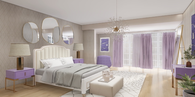 Lavender and cream modern bedroom 