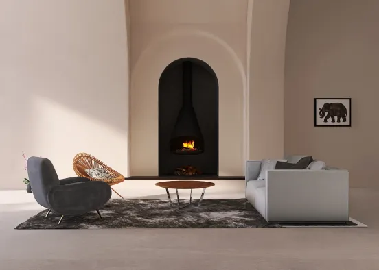 warm living room  Design Rendering