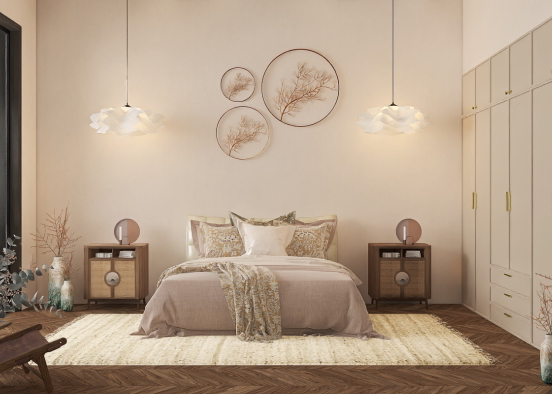 Mid-century, modern bedroom Design Rendering