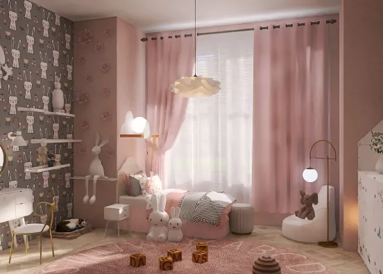 A little girl's bedroom Design Rendering