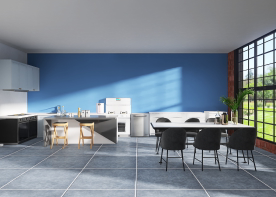 blue kitchen Design Rendering