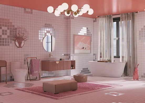 A pink girly bathroom Design Rendering