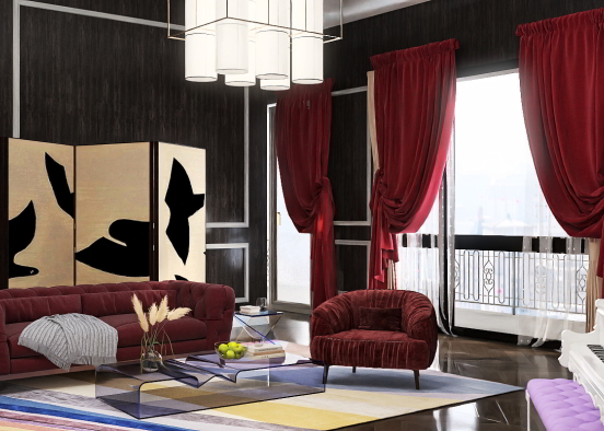 Magenta living room Design Rendering