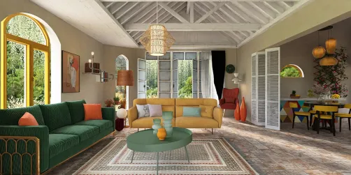 Vibrant Living Space🌿💛🧡💚