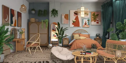 A rattan bedroom