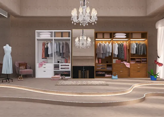 Modern luxury wardrobe room Design Rendering