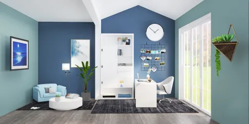 Modern blue home office