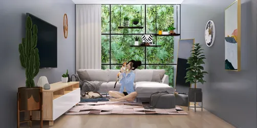 Cute green wall living room 