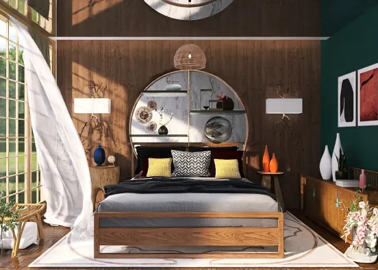 Asian bedroom (Zen room) Design Rendering