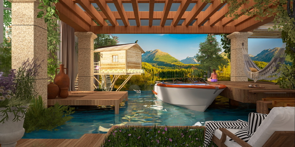 a large pool with a large tub and a large window 