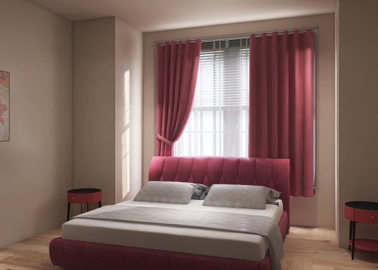 Pink teens bedroom Design Rendering